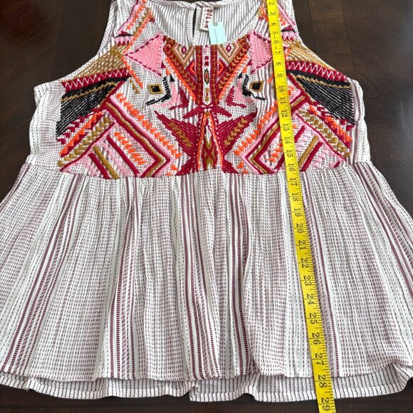 Anthropologie Dolan Embroidered Sleeveless Top Sz 1X NWT Bohemian Tribal Print - Picture 7 of 7